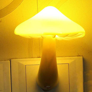 Yellow Sensor Night Light Lamp Mushroom Wall Socket Light