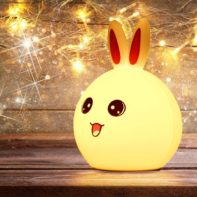 Rechargeable USB LED Colorful Silicone Animal Rabbit Night Light